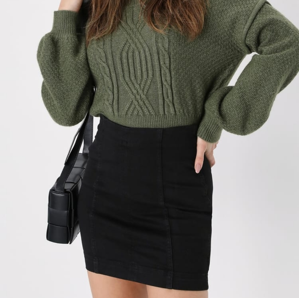 Free People Black Modern Femme Denim Mini Skirt‎